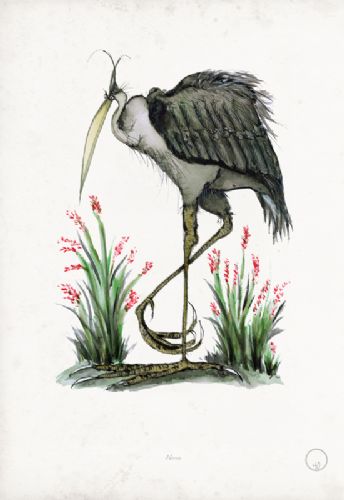 Heron - artist signed print